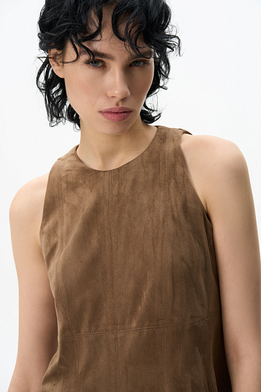 Платье мини под замшу