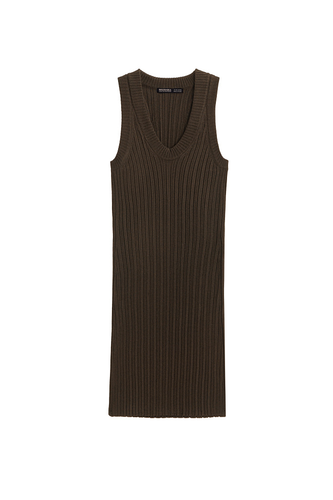 Платье мини в рубчик