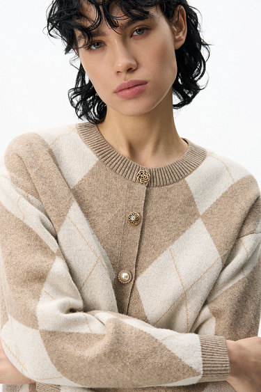 Кардиган из кашемира с узором аргайл