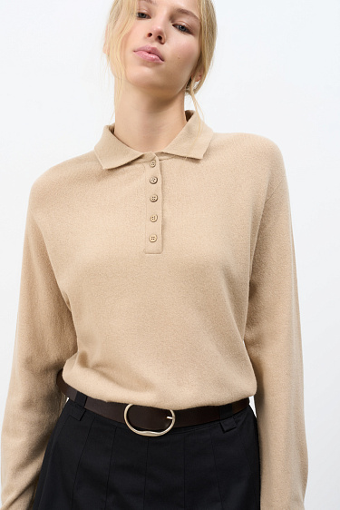 Джемпер из кашемира и шерсти с воротником поло