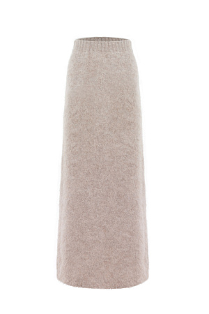 бежевый Трикотажная юбка из пушистой пряжи на основе шерсти альпака. Модель приталенного силуэта длины макси с эластичным поясом на резинке.