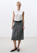 Юбка миди с двумя складками и двойным поясом, 34/40