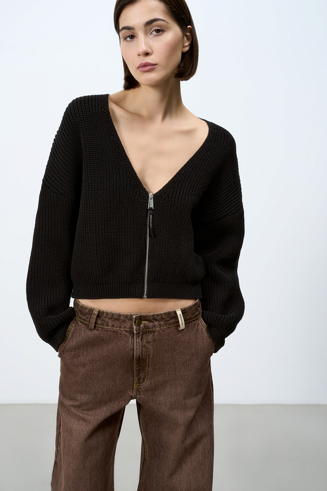 Кардиган из 100% хлопка на молнии