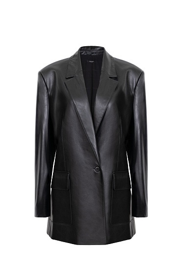 Удлиненный жакет из экокожи