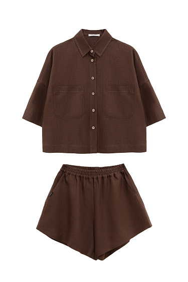 Костюм из 100% льна из рубашки и шорт