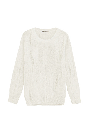 белый Трикотажный джемпер из смесовой шерсти. Модель свободного силуэта со спущенной линией плеча и разрезами в стиле гранж.