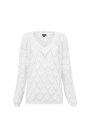 белый Фактурный хлопковый джемпер с узором "Ромбы".