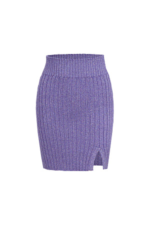 сиреневый Юбка длины мини из вискозы с добавлением люрекса. Модель приталенного силуэта с широким эластичным поясом и разрезом спереди. Дополнить образ можно топом в таком же стиле. 