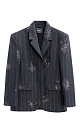 Однобортный жакет из шерсти, декорированный узором из пайеток. Модель прямого кроя с узкими лацканами, широкими плечами, боковыми карманами с клапанами и застежкой на две пуговицы. Изделие выполнено на подкладке.