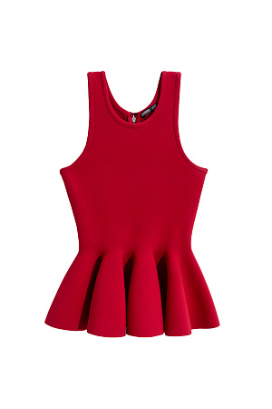 красный Трикотажный корсет из матовой вискозы. Модель на широких бретельках с баской. Застежка на молнию сзади. Изделие без подкладки.