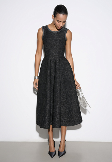 Трикотажное платье миди с люрексом