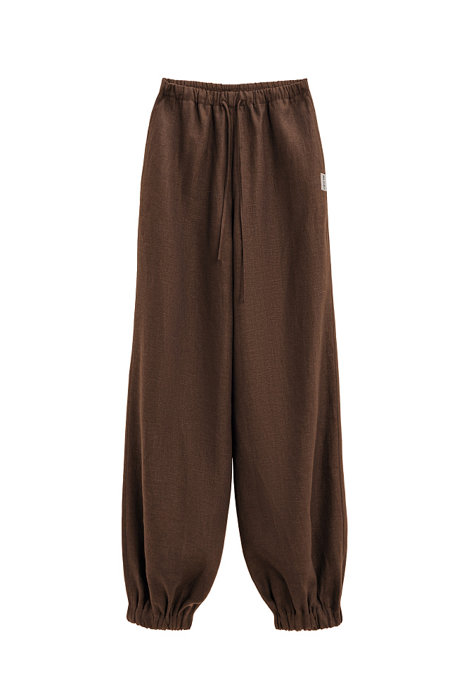 Брюки-джоггеры из 100% льна