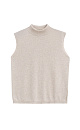 Трикотажный жилет из кашемира и шерсти. Модель без рукавов с воротником-стойкой, выполненным в тонкий рубчик.