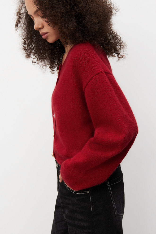 Кардиган из пуха лисы на пуговицах 