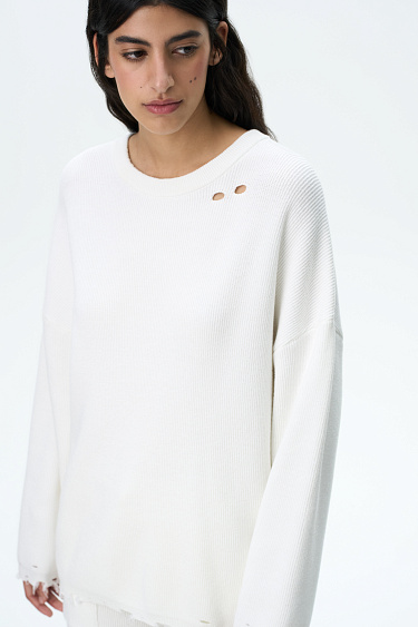 Джемпер из хлопка с необработанными краями