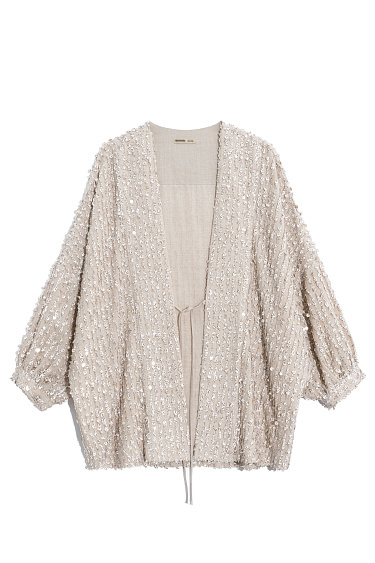 Халат изо льна, расшитый пайетками