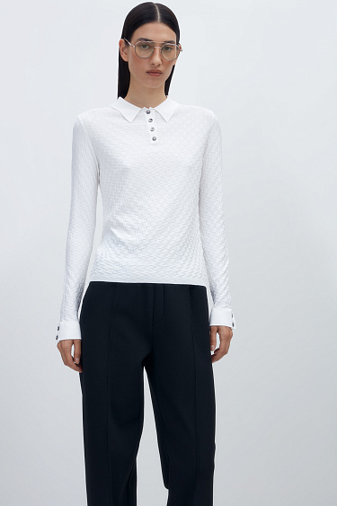 Лонгслив с воротником поло