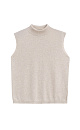 Трикотажный жилет из кашемира и шерсти. Модель без рукавов с воротником-стойкой, выполненным в тонкий рубчик.