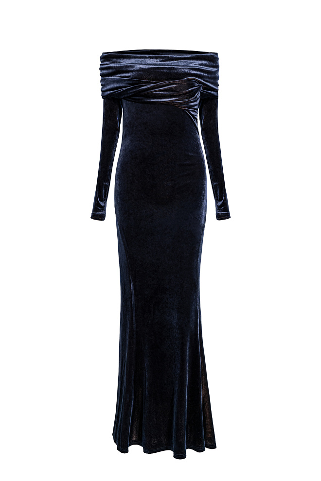 Платье макси из велюра