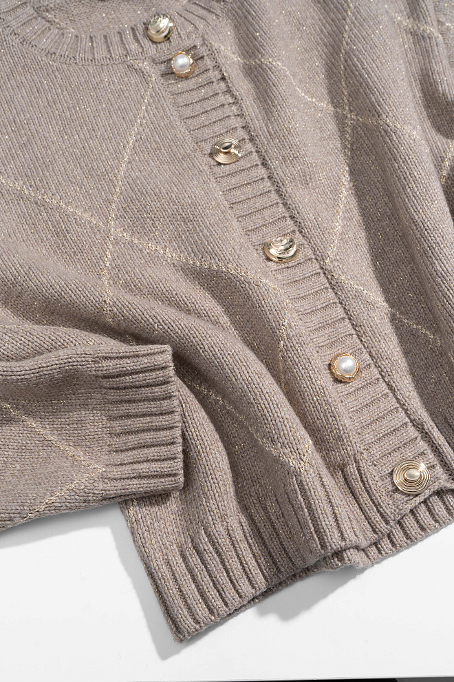 Кардиган из шерсти и кашемира с узором аргайл