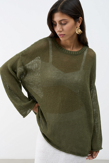 Полупрозрачный джемпер из 100% льна