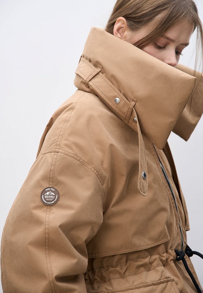 Двусторонний пуховик с дополнительным воротником