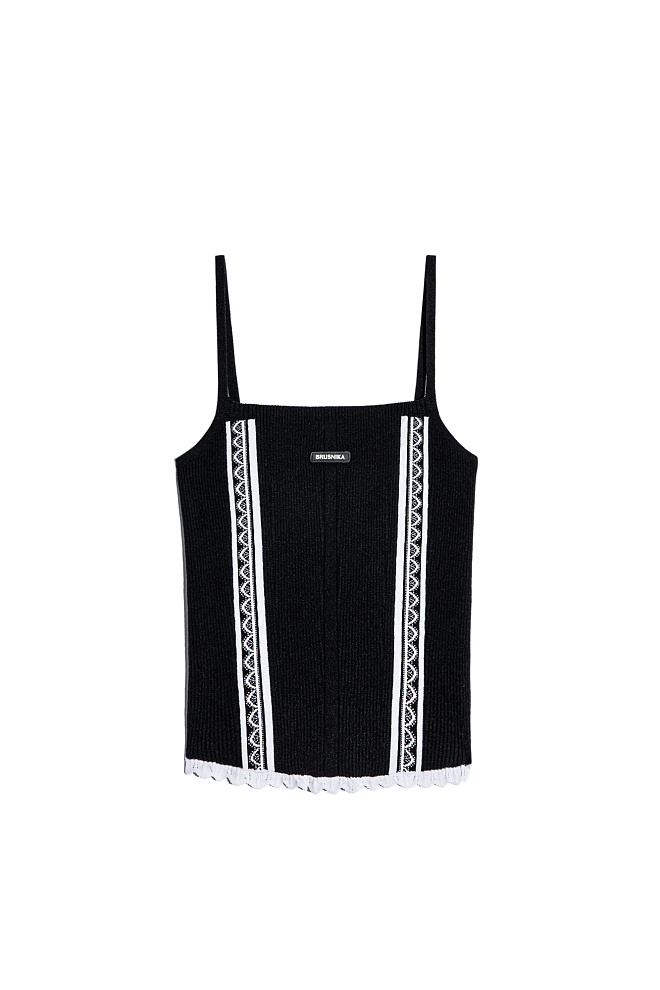 Топ с лампасами и кружевом