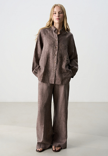 Рубашка из 100% льна с рукавом реглан