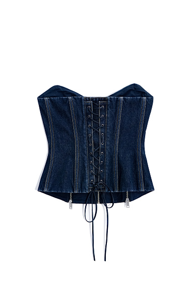 Джинсовый корсет с застежкой на молнию