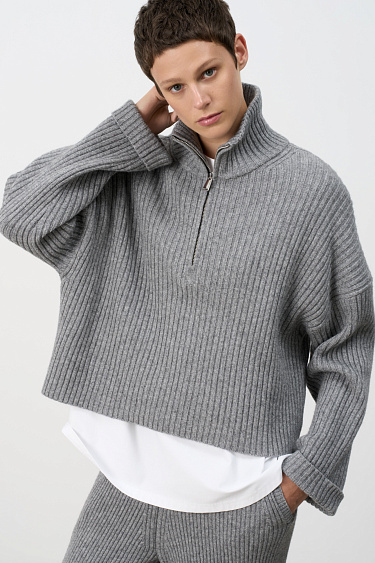 Джемпер в рубчик из кашемира и шерсти