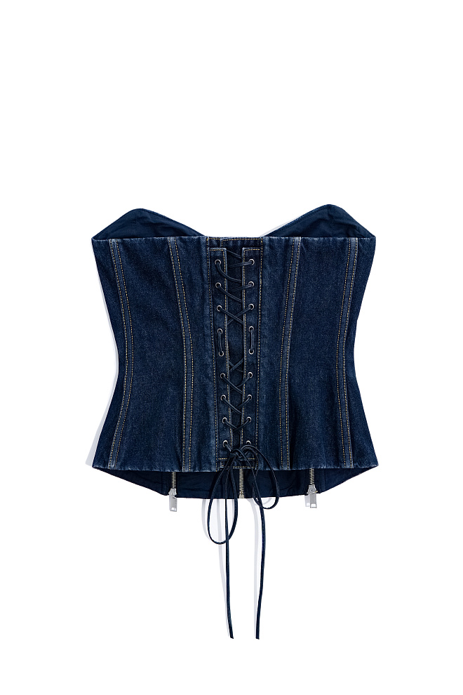 Джинсовый корсет с застежкой на молнию
