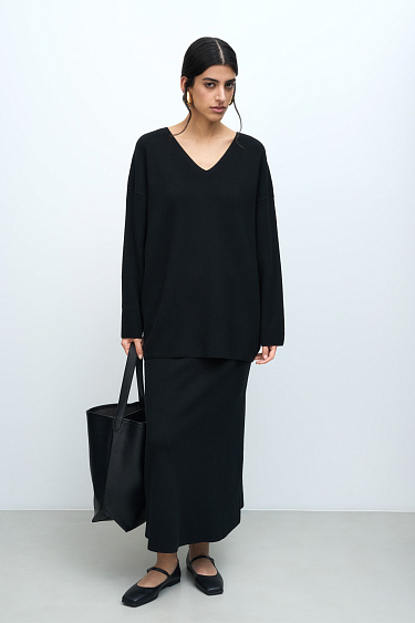 Расклешенная юбка миди из шерсти с кашемиром