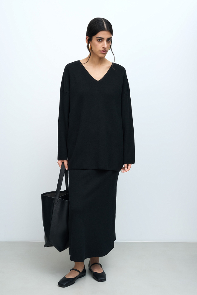 Расклешенная юбка миди из шерсти с кашемиром