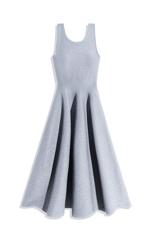 Трикотажное платье миди с люрексом