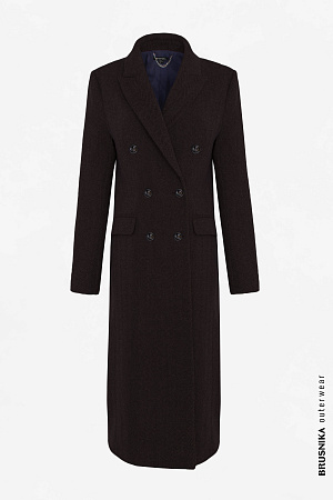 коричневый Классическое двубортное пальто из кашемира и шерсти прямого кроя