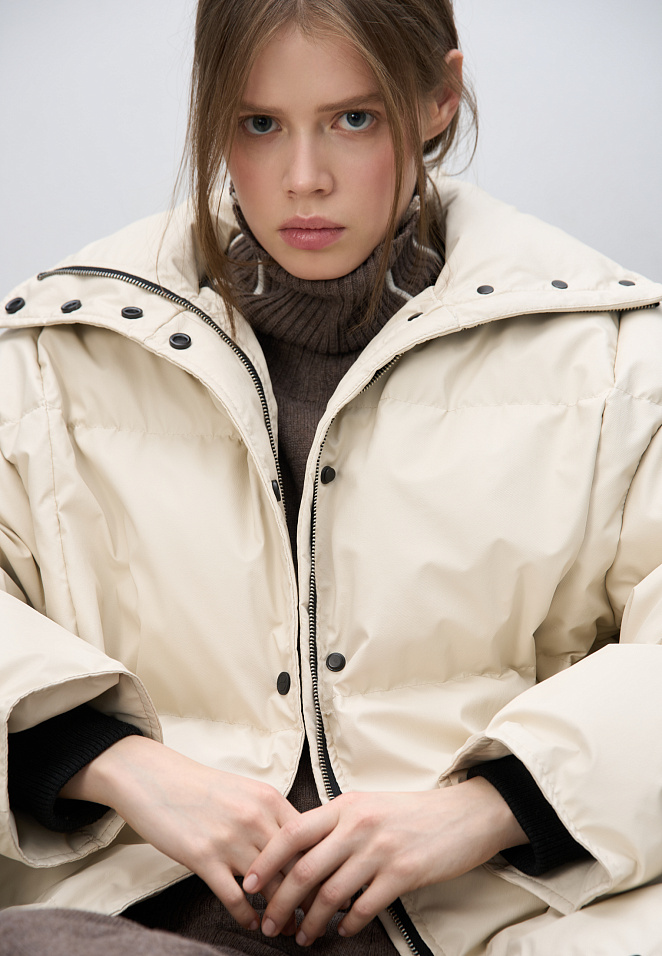 Пуховик с трикотажными манжетами