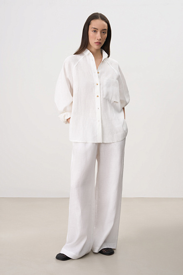 Рубашка из 100% льна с рукавом реглан