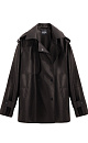 Тренч из двусторонней экокожи. Модель прямого кроя с широким отложным воротником и кокеткой. Изделие декорировано патами на плечах и манжетах рукавов. Два боковых кармана. Застежка на кнопки. 