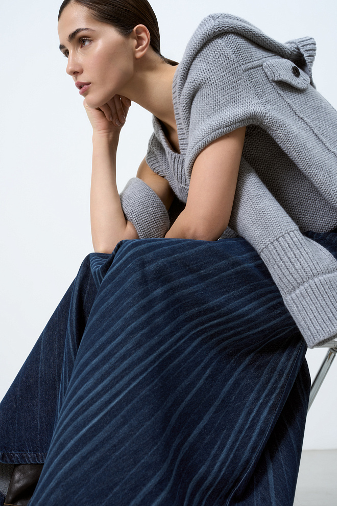 Джинсовая юбка с принтом