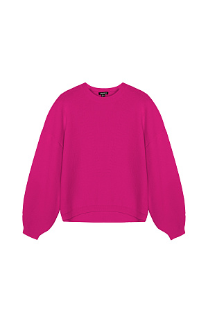 фуксия Объемный хлопковый джемпер полуфанг с длинными рукавами. Низ изделия и рукава на эластичной ленте.