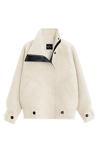 Бомбер из шерсти с воротником-стойкой