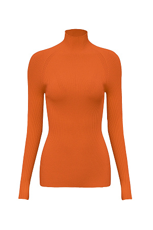 оранжевый Приталенная, цельновязанная водолазка в рубчик с высоким воротником и рукавом реглан.