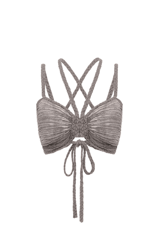 Полупрозрачный топ сложного кроя изо льна