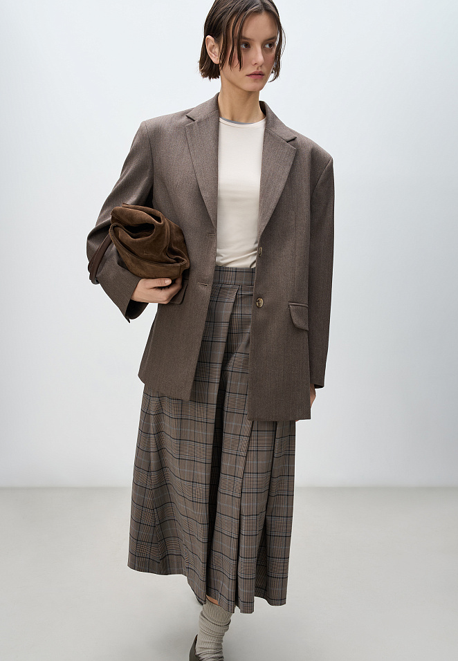 Юбка миди из шерсти в клетку