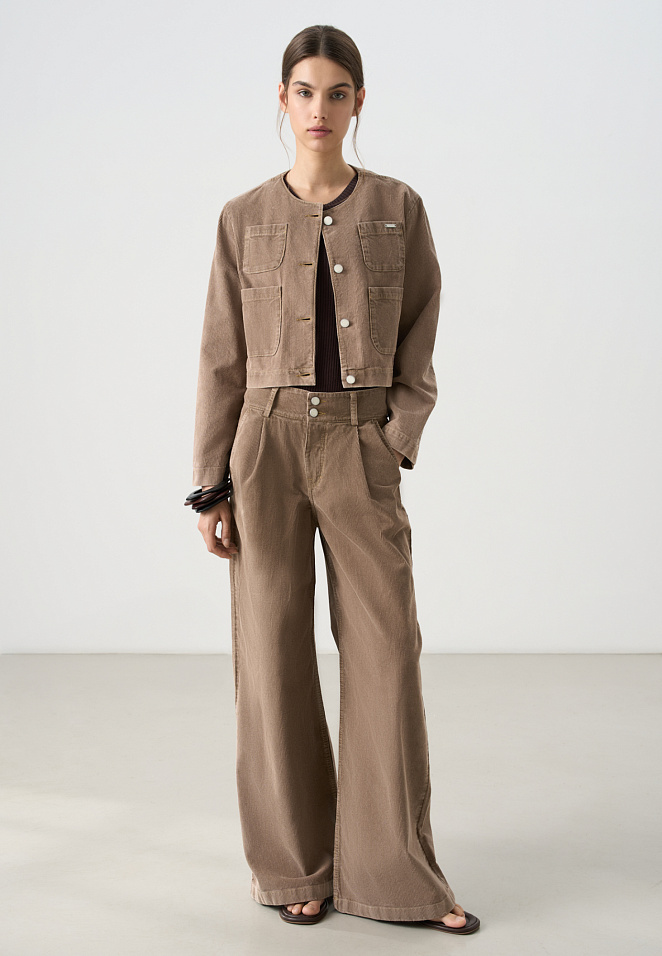 Вельветовые брюки с высокой посадкой