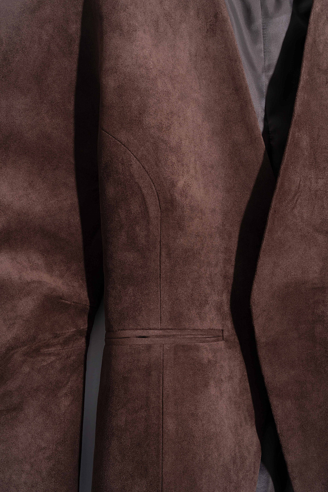 Жакет с объемными рукавами с отделкой под замшу 