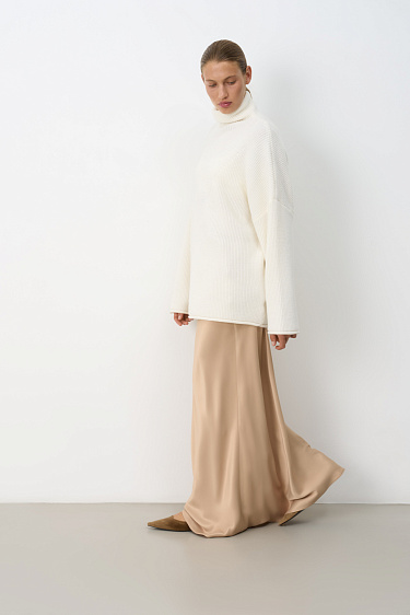 Атласная макси юбка из 100% вискозы с поясом