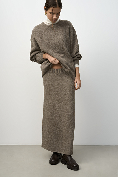 Трикотажная юбка макси из шерсти