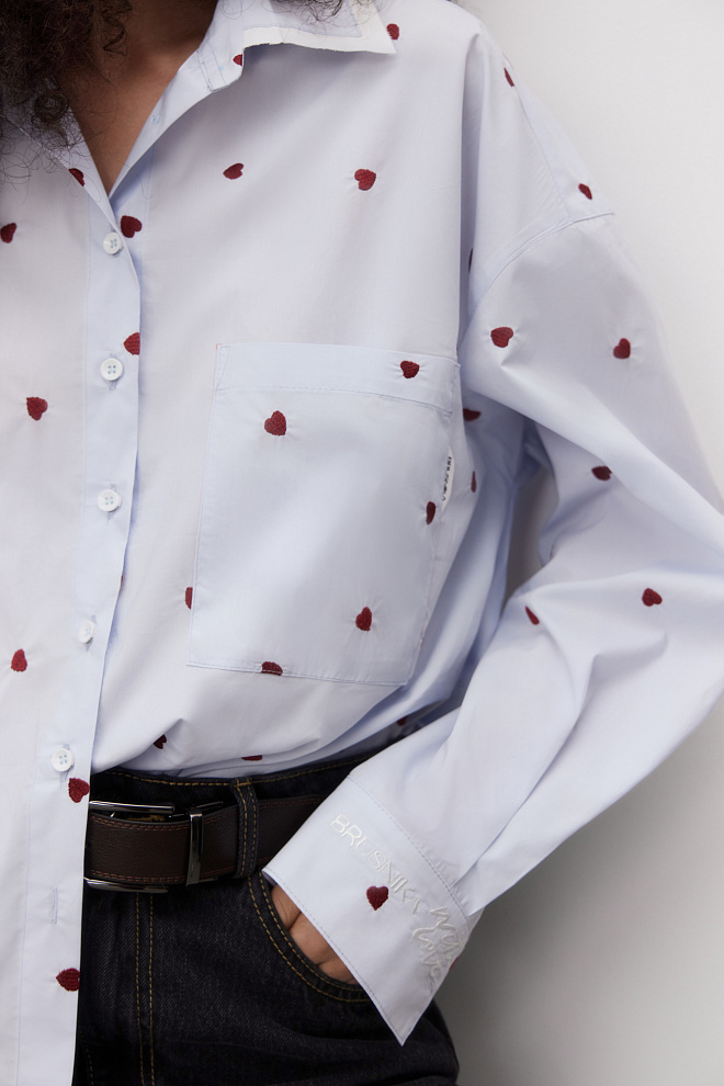 Рубашка из 100% хлопка с принтом в виде сердечек