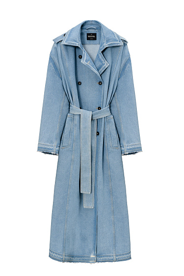 Джинсовый oversize тренч на запах